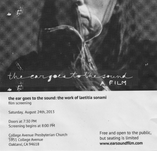 Laetitia Sonomai film advert 8/24 at 8pm at CAPC